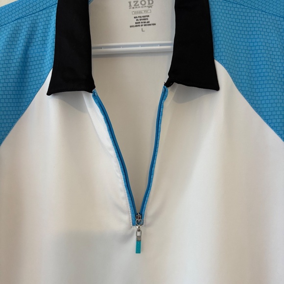 Ladies Large IZOD Perform Cool FX  Golf Shirt Blue Color Block preppy golf sport - Picture 5 of 13